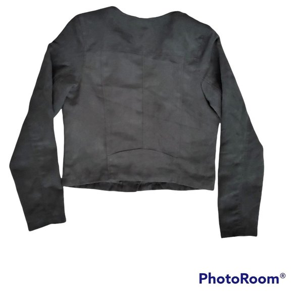 H&M Kids Diagonal Zip Lined Long Sleeve Moto Jacket Ash Gray Girls Size 12-13Y - Picture 3 of 13